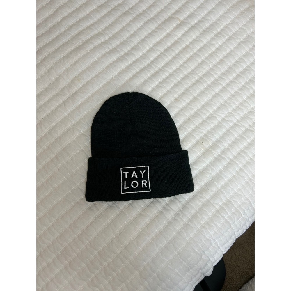 Port & Company Black Beanie‎ Hat With Taylor Embroidered Logo Winter Warm